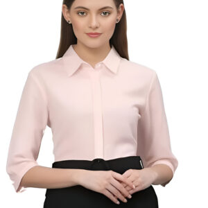 The CEO Edit Glow Collar Classic Women's Pink Colour Formal Shirt – 3/4 Sleeve Slim Fit