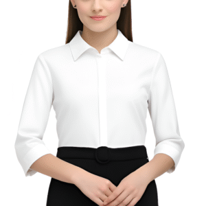 Women's Formal White Colour Shirt – 3/4 Sleeve Slim Fit