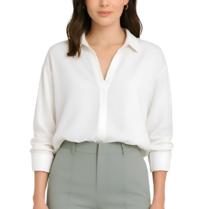 Minimalist White Shirt for Women – Relaxed Fit, Drop Shoulder Office Wear