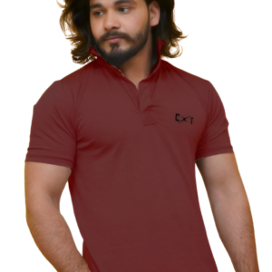 Premium Slim Fit Stretchable Maroon Collar T-Shirt for Men