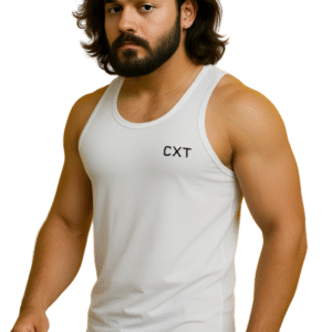 White Men's Gym Vest – Muscle-Defining, Sweat-Resistant